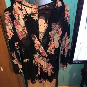 Floral long sleeve romper